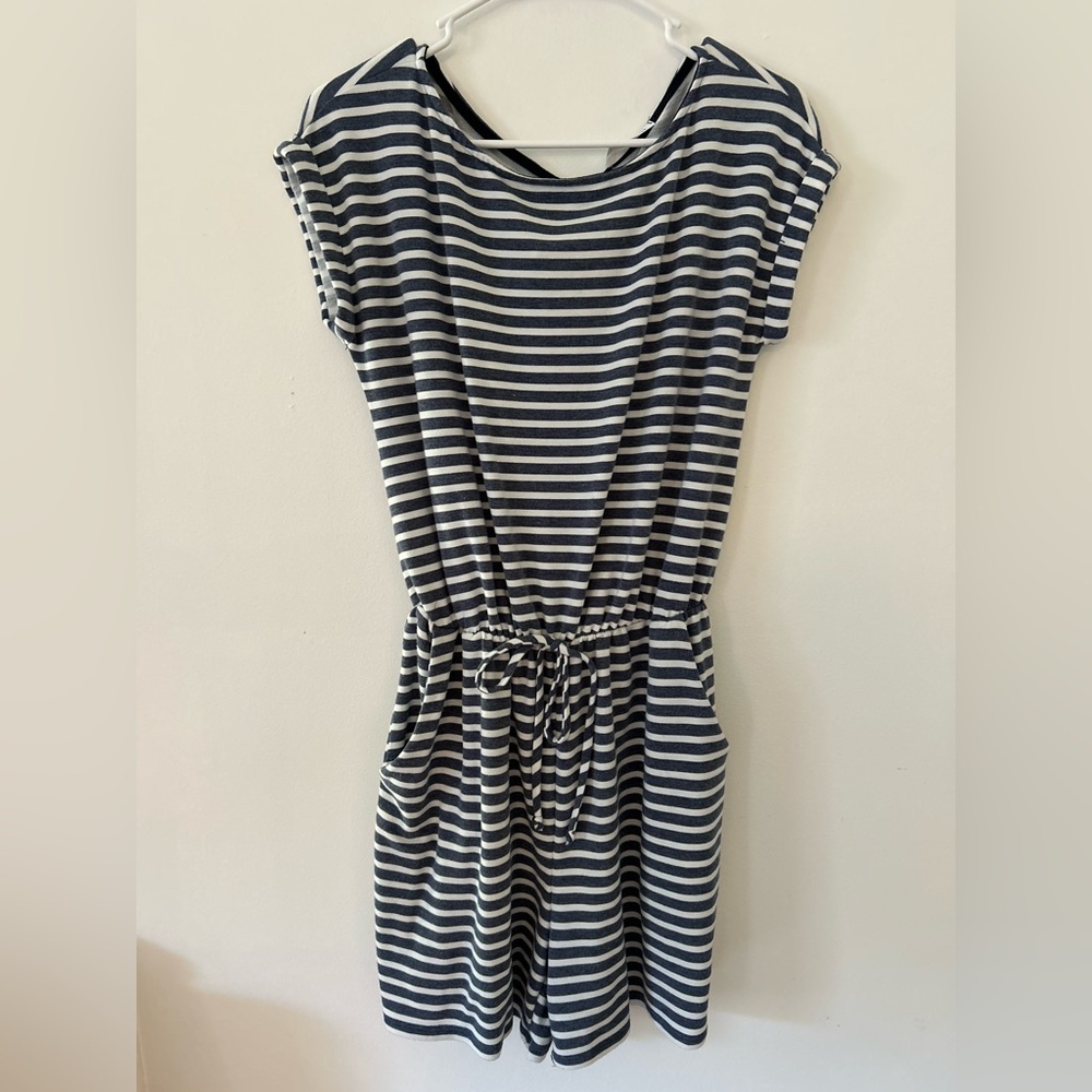 Chris & Carol Navy and White Striped romper